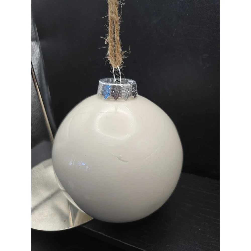 Rae Dunn Artisan Collection by Magenta White Christmas Ball Ornament NICE In Red